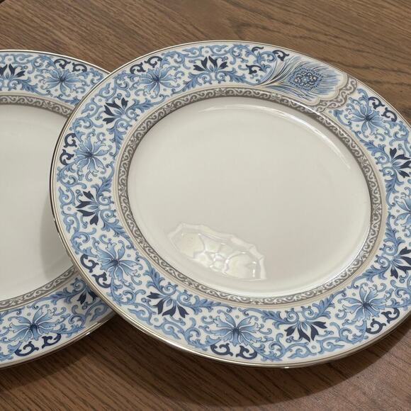 Two Marchesa by Lenox Sapphire Plume Fine Bone China Dinner Plates - Picture 5 of 9